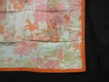 1円 ■極美品■ HERMES エルメス FAVBOVRG TROPICAL【フォーブル トロピカル】カレ90 シルク100％ スカーフ ストール オレンジ系 BK0581_画像3