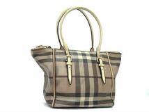 1円 BURBERRY バーバリー ノバチェック PVC ショルダーバッグ トート 肩掛け レディース ベージュ系 BJ1661_画像1