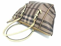 1円 BURBERRY バーバリー ノバチェック PVC ショルダーバッグ トート 肩掛け レディース ベージュ系 BJ1661_画像3