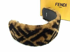 1円 ■新品同様■ FENDI フェンディ ズッカ柄 ストラップスルー ファー バッグ用 ショルダーパッド ブラウン系 AN2655