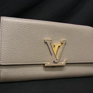 1円 LOUIS VUITTON ルイヴィトン M61249 トリヨンレザー ポルトフォイユ カプシーヌ 二つ折り 長財布 ウォレット ガレ グレージュ系 CC2221の画像1