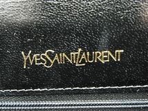 1円 ■希少■新品■未使用■ YVESSAINTLAURENT イヴサンローラン ヴィンテージ リザード型押しレザー ハンドバッグ ブラック系 AP6574_画像10