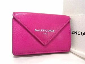 1 иен # прекрасный товар # BALENCIAGA Balenciaga 391446 бумага Mini кожа три складывать кошелек Mini бумажник кошелек для мелочи . женский розовый серия AY0758