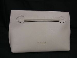 1円 ■極美品■ BURBERRY バーバリー レザー クラッチバッグ セカンドバッグ レディース アイボリー系 AP9298