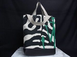 1円 ■新品同様■ JW ANDERSON ジェイダブリューアンダーソン キャンバス レオパード柄 2WAY トートバッグ ショルダー アイボリー系 AE2371