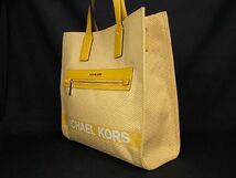 1円 ■新品■未使用■ MICHAEL KORS マイケルコース キャンバス×レザー 2WAY ハンドバッグ トート ショルダー イエロー系 BF1760_画像3