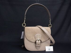 1 jpy # new goods # unused # COACH Coach CA424 clio suede × leather 2WAY handbag shoulder bag diagonal .. beige group BB6005