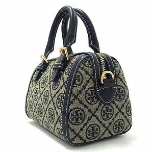 1円 ■新品■未使用■ TORY BURCH トリーバーチ Tモノグラム ジャガード×レザー 2WAY ハンドバッグ ショルダー ネイビー系 AQ4732の画像3