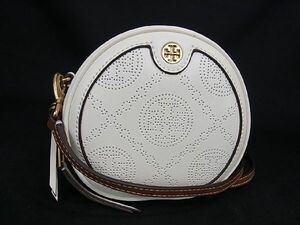 1円 ■現行品■新品■未使用■ TORY BURCH トリーバーチ レザー クロスボディ ショルダーバッグ ポシェット 斜め掛けホワイト系 AN9862