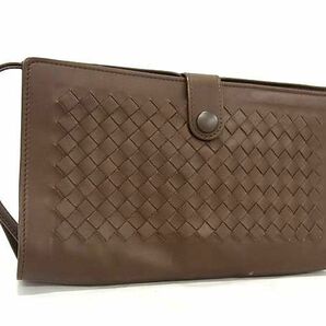 1円 ■美品■ BOTTEGA VENETA ボッテガヴェネタ イントレチャート レザー クラッチバッグ セカンドバッグ ブラウン系 AV8159の画像1