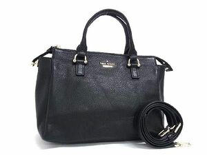 1円 ■美品■ kate spade ケイトスペード PXRU7610 レザー 2WAY クロスボディ ハンドバッグ ショルダーバッグ ブラック系 BJ1195