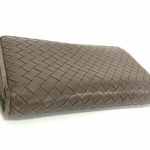 1円 BOTTEGA VENETA ボッテガヴェネタ イントレチャート レザー ラウンドファスナー 長財布 ウォレット 小銭入れ ブラウン系 AX4147の画像2