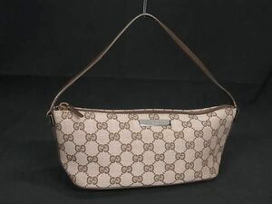 1円 ■極美品■ GUCCI グッチ 07193 002122 GG柄 GGキャンバス ハンドバッグ ミニバッグ アクセサリーポーチ ピンク系×ブラウン系 AX4156