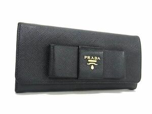 1円 ■美品■ PRADA プラダ サフィアーノレザー 二つ折り 長財布 ウォレット 小銭入れ 札入れ レディース ブラック系 FC1519