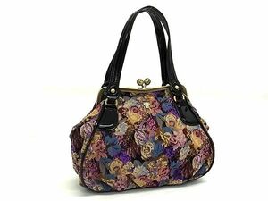 1 иен # прекрасный товар # ANNASUI Anna Sui парусина цветок цветочный принт ручная сумочка большая сумка женский оттенок бежевого × многоцветный FC1651