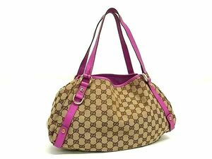 1円 ■美品■ GUCCI グッチ アビー GG柄 GGキャンバス×レザー ハンドバッグ トートバッグ ショルダー 肩掛け ブラウン系 AZ0565