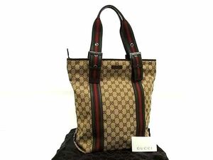 1円 ■美品■ GUCCI グッチ 131186 シェリーライン GG柄 GGキャンバス×レザー トートバッグ ショルダー 肩掛け ブラウン系 AZ0557