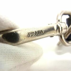 1円 PRADA プラダ 2PP709 PORTACHIAVI PELLE サフィアーノレザー キーホルダー バッグチャーム キーリング メンズ ネイビー系 FC0957の画像3