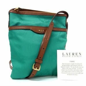 1円 ■極美品■ RALPH LAUREN ラルフローレン ナイロン クロスボディ ショルダーバッグ ポシェット 斜め掛けかばん グリーン系 FC1408の画像1