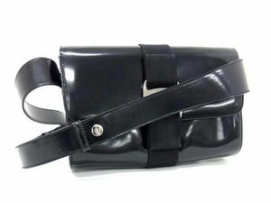 1円 ■美品■Salvatore Ferragamo フェラガモ AQ-216700 ヴァラリボン パテントレザー ショルダーバッグ レディース ブラック系 FC1406