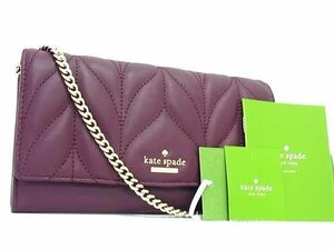 1円 ■新品同様■ kate spade ケイトスペード WLRU5131 レザー ミラー付き ウォレットバッグ ハンドバッグ 長財布 ボルドー系 AW4386