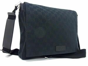 1円 ■極美品■ GUCCI グッチ 146236 497717 GG柄 GGキャンバス×レザー クロスボディ ショルダーバッグ レディース ブラック系 FC0334