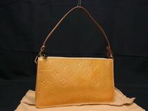 1円 ■美品■ LOUIS VUITTON ルイヴィトン M91010 モノグラムヴェルニ レキシントン ハンドバッグ アクセサリーポーチ イエロー系 FB0004_画像1