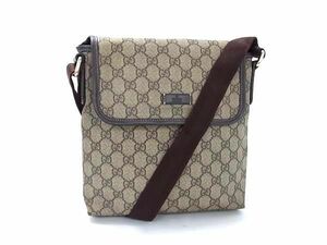 1円 GUCCI グッチ 223666 GG柄 PVC ショルダーバッグ クロスボディ メンズ レディース ダークブラウン系 AW4775