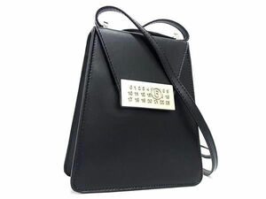 1円 ■美品■ MM6 Maison エムエムシックス メゾン マルジェラ レザー クロスボディ ワンショルダーバッグ レディース ブラック系 AZ0643