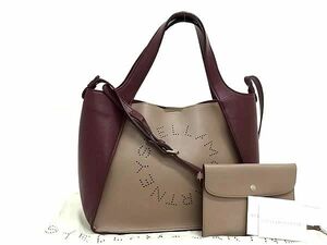 1円 ■美品■ STELLA McCARTNEY ステラ マッカートニー レザー ポーチ付き 2WAY ハンドバッグ ショルダー グレージュ系 BJ1035