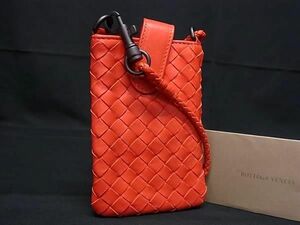 1円 ■極美品■ BOTTEGA VENETA ボッテガヴェネタ イントレチャート レザー シガレットケース マルチケース 小物入れ オレンジ系 AV7707