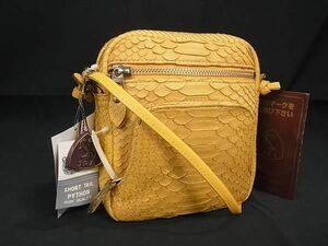 1 jpy # finest quality # genuine article #JRA official recognition # ultimate beautiful goods # python Cross body shoulder bag pochette lady's men's yellow group CD1745