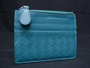 1円 ■美品■ BOTTEGA VENETA ボッテガヴェネタ イントレチャート レザー コインケース コインパース 小銭入れ グリーン系 FC1475