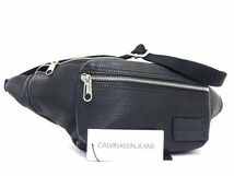 1円 ■新品■未使用■ Calvin Klein カルバンクライン レザー ボディバッグ ウエストポーチ メンズ ブラック系 FC1617_画像1