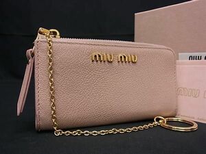 1円 ■美品■ miumiu ミュウミュウ 5PP026 レザー キーリング付き L字ファスナー コインケース コインパース キーケース ピンク系 FA3718