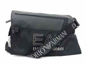 1円 ■美品■ EMPORIO ARMANI エンポリオアルマーニ EA7 PVC×ナイロンキャンバス ショルダーバッグ トラベルバッグ ブラック系 BG8010