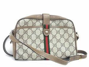 1円 ■美品■ GUCCI オールドグッチ 10 02 055 ヴィンテージ シェリーライン GG柄 PVC クロスボディ ショルダーバッグ ブラウン系 FC0203