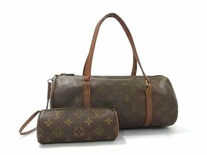 1円 LOUIS VUITTON ルイヴィトン M51385 モノグラム パピヨン30 ポーチ付き 円筒型 ハンドバッグ トートバッグ ブラウン系 AW3502