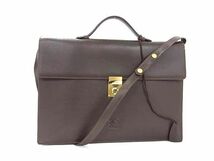 1円 LOEWE ロエベ アナグラム レザー 2WAY 鍵付き ショルダー ハンドバッグ ビジネスバッグ ブリーフケース ブラウン系 AY1559_画像1