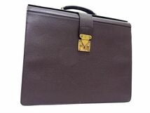 1円 ■美品■ LOUIS VUITTON ルイヴィトン M30026 タイガ ピロットケース ウラル ブリーフケース アカジュー ブラウン系 AY1594_画像1