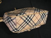 1円 ■美品■ BURBERRY バーバリーブルーレーベル ナイロンキャンバス×レザー チェック柄 ショルダーバッグ ピンク系×ベージュ系 AZ0013_画像4