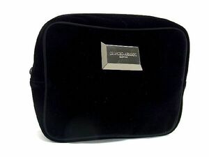 ■美品■ GIORGIO ARMANI ジョルジオアルマーニ ベロア マルチケース 化粧ポーチ 小物入れ レディース ブラック系 DD3444