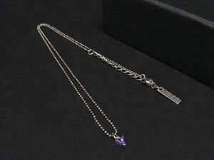 ■美品■ ANNASUI アナスイ SV925 カラーストーン ハート ネックレス ペンダント アクセサリー レディース パープル系 DD4300