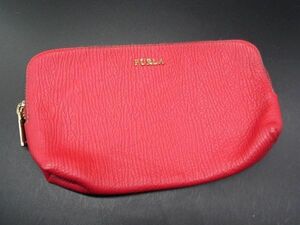 ■美品■ FURLA フルラ レザー ポーチ メイクポーチ 化粧ポーチ マルチケース レディース レッド系 DE1828