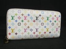 1円 LOUIS VUITTON ルイヴィトン M60242 モノグラムマルチカラー ジッピーウォレット ラウンドファスナー 長財布 アイボリー系 AX3798_画像1