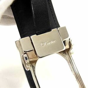 1円 ■美品■ Cartier カルティエ 2Cロゴ レザー シルバー金具 リバーシブル ベルト メンズ ブラウン系 ブラック系 AX4085の画像4