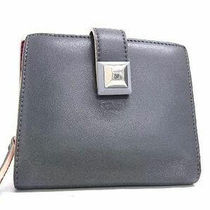 1円 ■美品■ FENDI フェンディ レザー 二つ折り 財布 ウォレット レディース メンズ グレー系 AV9807の画像1