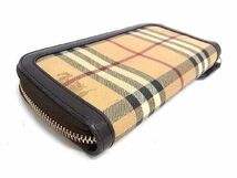 1円 ■美品■ BURBERRY バーバリー ノバチェック PVC ラウンドファスナー 長財布 ウォレット 小銭入れ 札入れ ベージュ系 AX4151_画像2