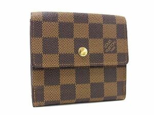 1円 ■美品■ LOUIS VUITTON ルイヴィトン N61652 ダミエ ポルトモネ ビエ カルトクレディ 三つ折り 財布 ウォレット ブラウン系 FA2374