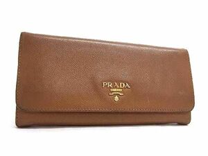 1円 PRADA プラダ サフィアーノレザー 二つ折り 長財布 ウォレット 小銭入れ 札入れ カード入れ レディース ブラウン系 FC0659